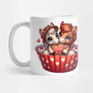 Valentine Horse Couple In A Cupcake Mug